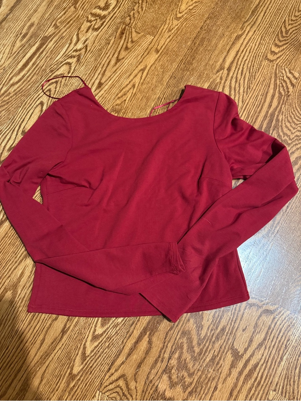 Garage Red Boat Neck Long Sleeve Top